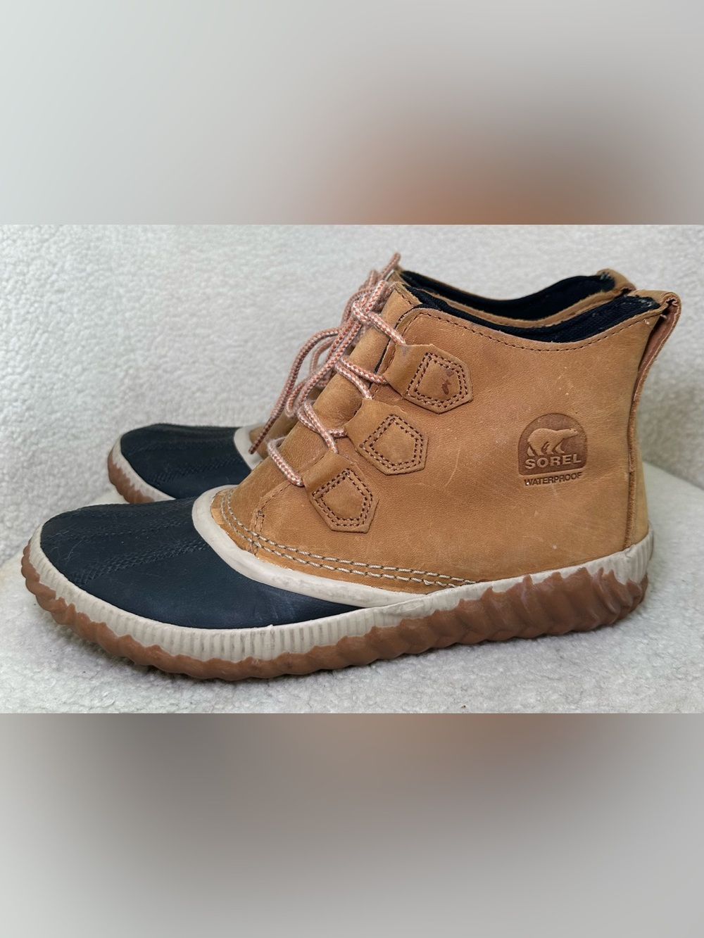 SOREL Out N About Waterproof Duck Boots Rain Snow Winter Brown Black Outdoor 9.5 - Picture 2 of 12